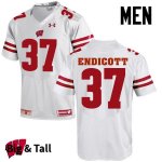 Men's Wisconsin Badgers NCAA #37 Andrew Endicott White Authentic Under Armour Big & Tall Stitched College Football Jersey KF31D45HA